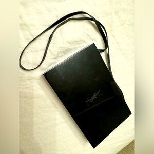 Unique black lacquer YSL hard case with mirror and strap